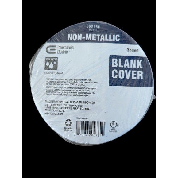 Commercial Electric Weatherproof Round Blank Cover PVC White 4 WBC300PW w/Gasket - Picture 1 of 3